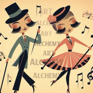 Vintage dancing couple Best vintage, art deco wall art prints and posters uk designed by aialchemyart.co.uk mid century retro wall art 1950’s dance rockabilly