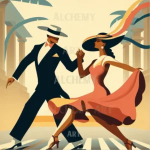 Vintage art deco dancers Created couple aialchemyart.co.uk best vintage prints and posters uk. Retro mid century modern wall art. Art deco
