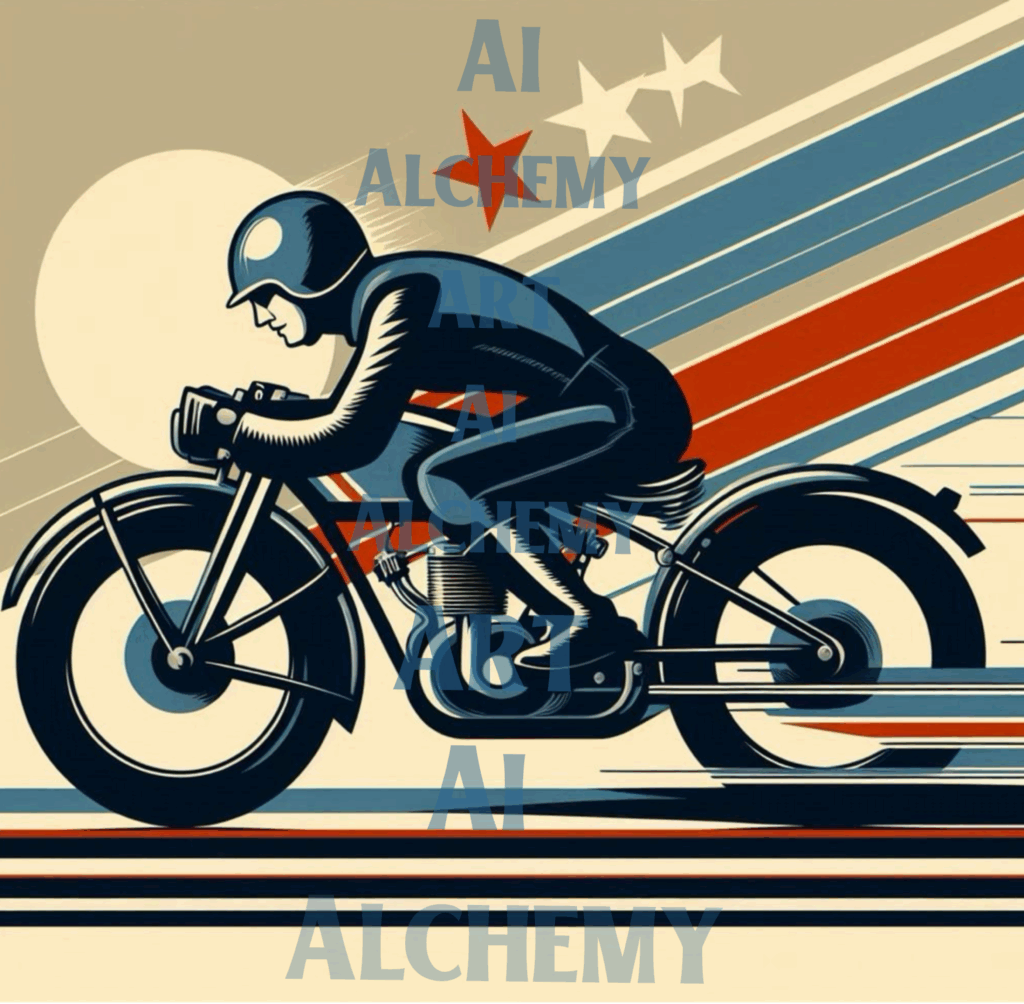 アール・デコ　vintage poster Poster - Art Deco vintage Motorcycle deco speed Racer