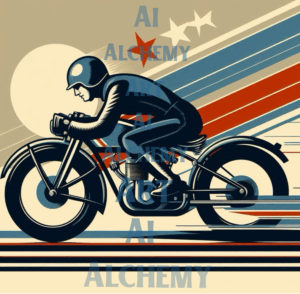 Motorcycle deco speed racer vintage Poster - art print on Aialchemyart.co.uk art, Poster art, vintage wall art, best retro art nostalgic art, trending vintage art deco art