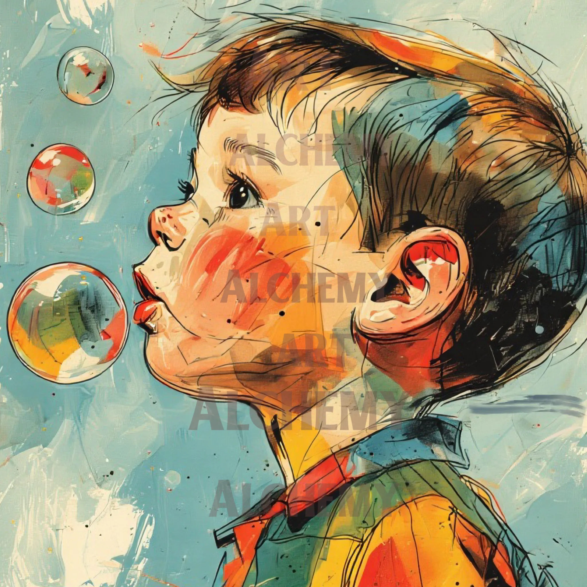 Vintage 1950’s prints and poster wall art Bubble Boy Poster - art print on Aialchemyart.co.uk art, Poster art, retro wall art, best vintage art nostalgic vintage art deco art
