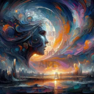 POSTER – ETHEREAL HEAD – SEA ART – SURREAL Poster - – art print on Aialchemyart.co.uk ai art, Poster art, ai wall art, best ai art, nostalgic ai art, vintage art, art deco