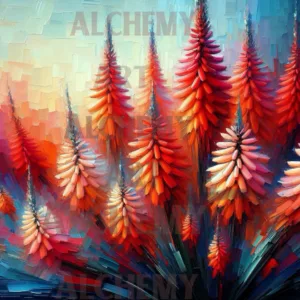 Red_Hot_Pokers_Wm vintage art aialchemyart.co.uk Art deco retro art, wall art, prints and posters trending