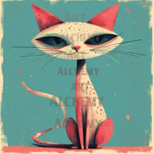Vintage 1950’s cat poster. Best vintagebart in the uk. Best retro art in the uk. Wall art. Prints and posters for sale. Trending gift art. Aialchemyart.co.uk cat art