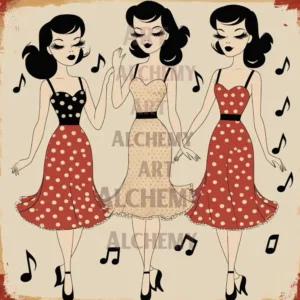 Classic 1950's Girls aialchemyart.co.uk vintage, retro, art deco wall art. Best retro prints and posters in the uk