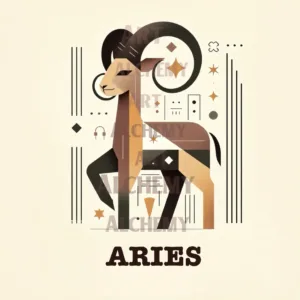 Vintage Aries the ram zodiac astrology sign. Vintage birth sign. Aialchemyart.co.uk best wall art, prints and posters, art deco in uk. 1950’s trending art.