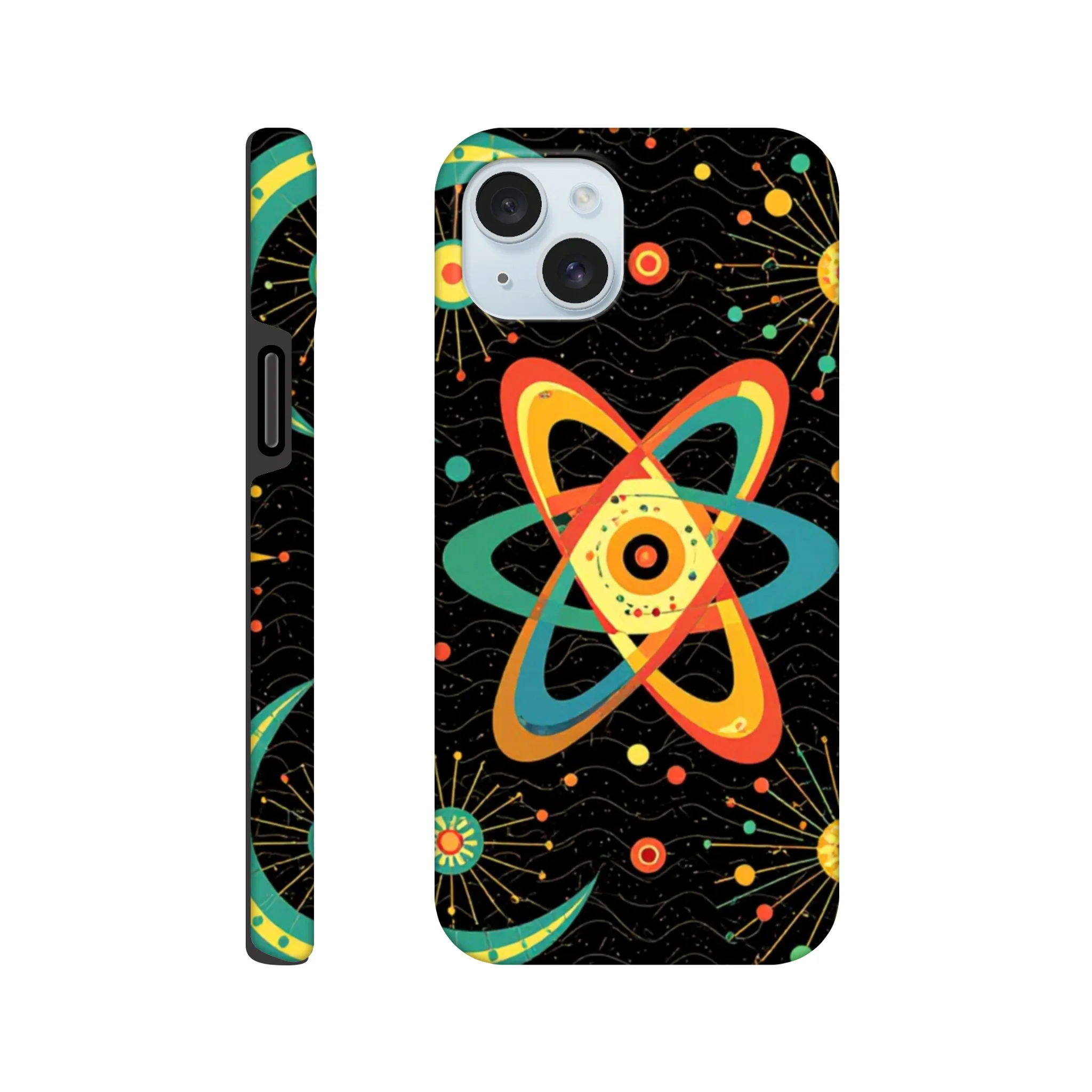 Vintage 1950’s retro atomic, mid century design protective mobile phone case. Tough custom iPhone compatible mobile phone case. Aialchemyart.co.uk