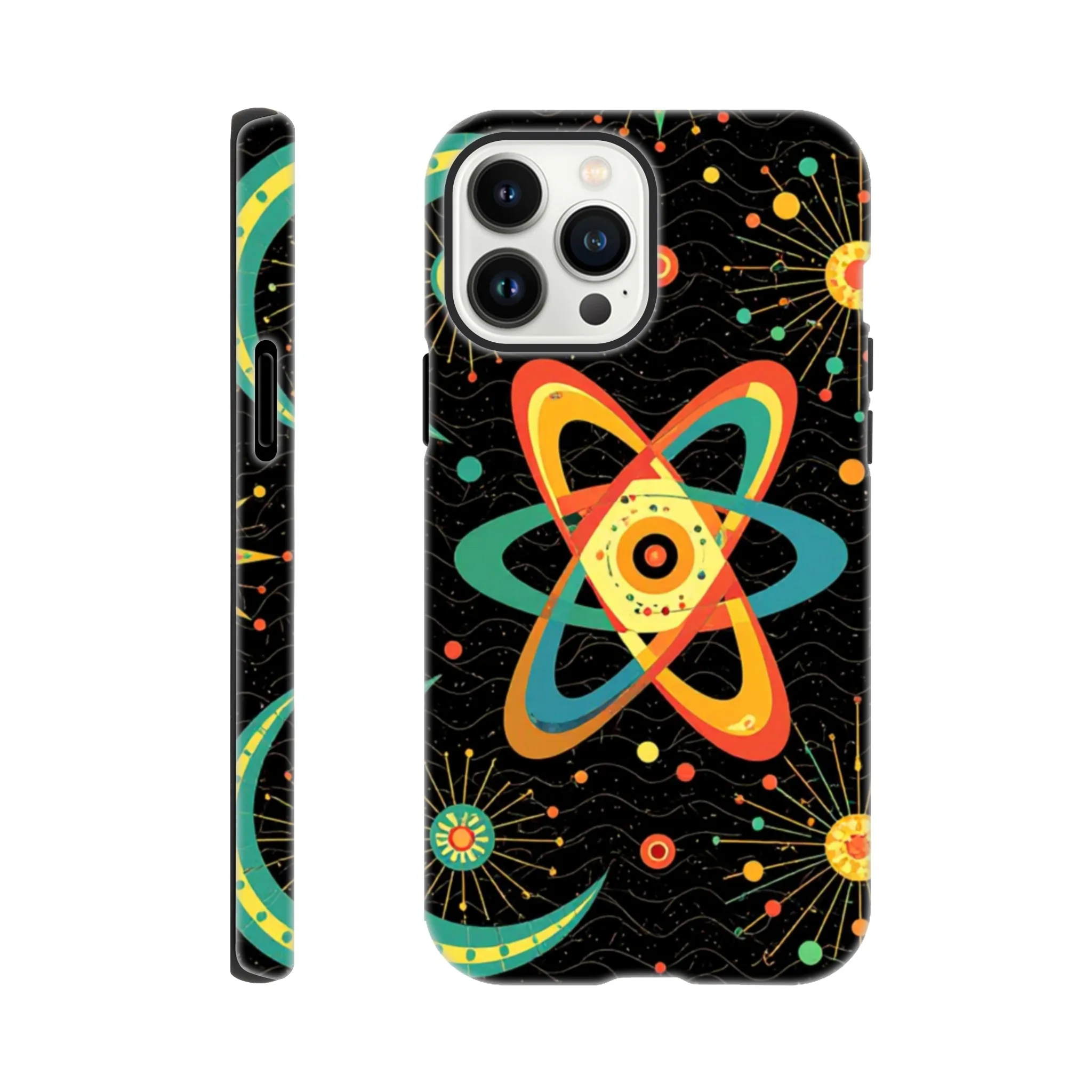 Vintage 1950’s retro atomic, mid century design protective mobile phone case. Tough custom iPhone compatible mobile phone case. Aialchemyart.co.uk