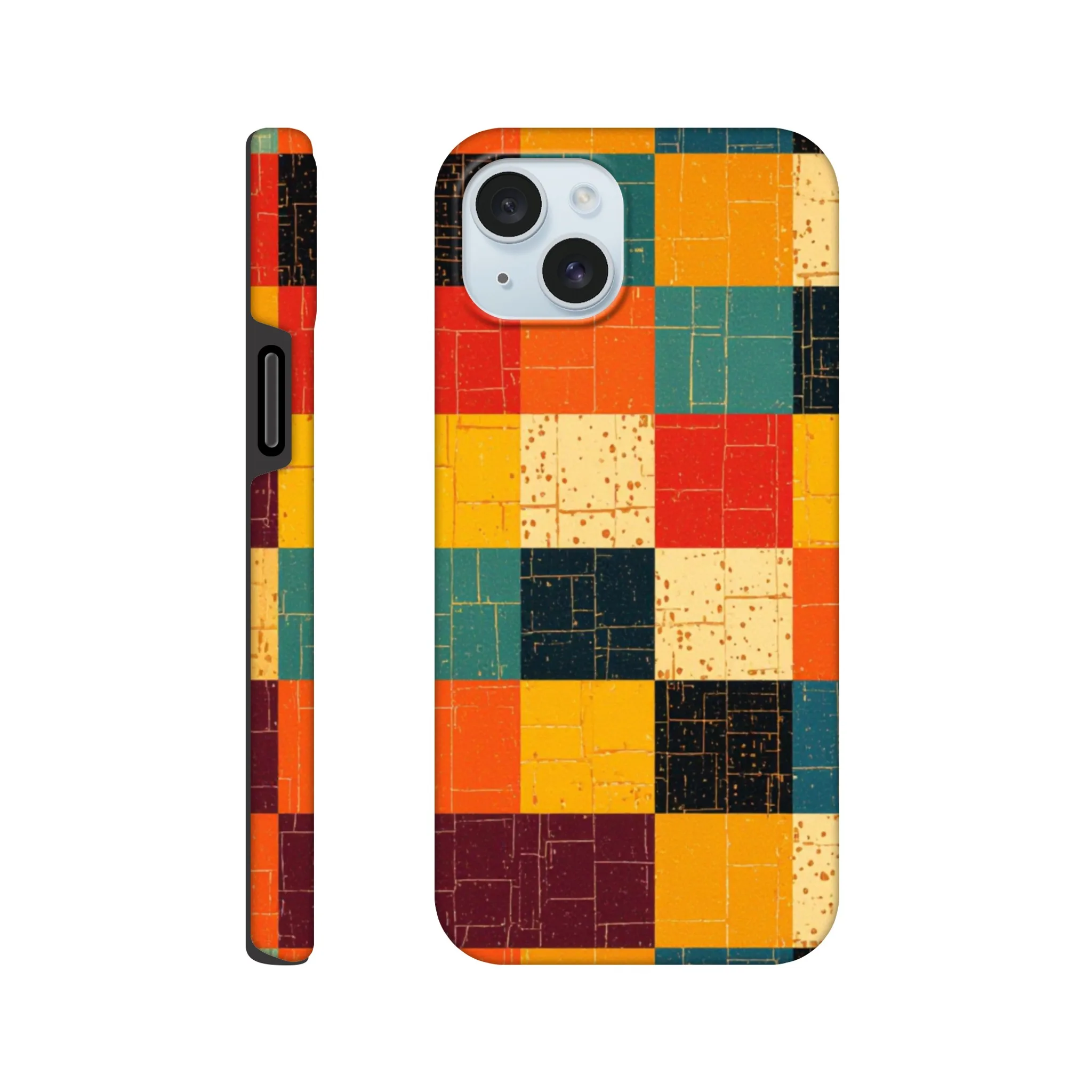 Vintage 1950’s retro squares, tough protective phone case design. Trending vintage art. Compatible with iphones, aialchemyart.co.uk 1950’s vintage retro funky quirky exclusive colourful design. New phone cases