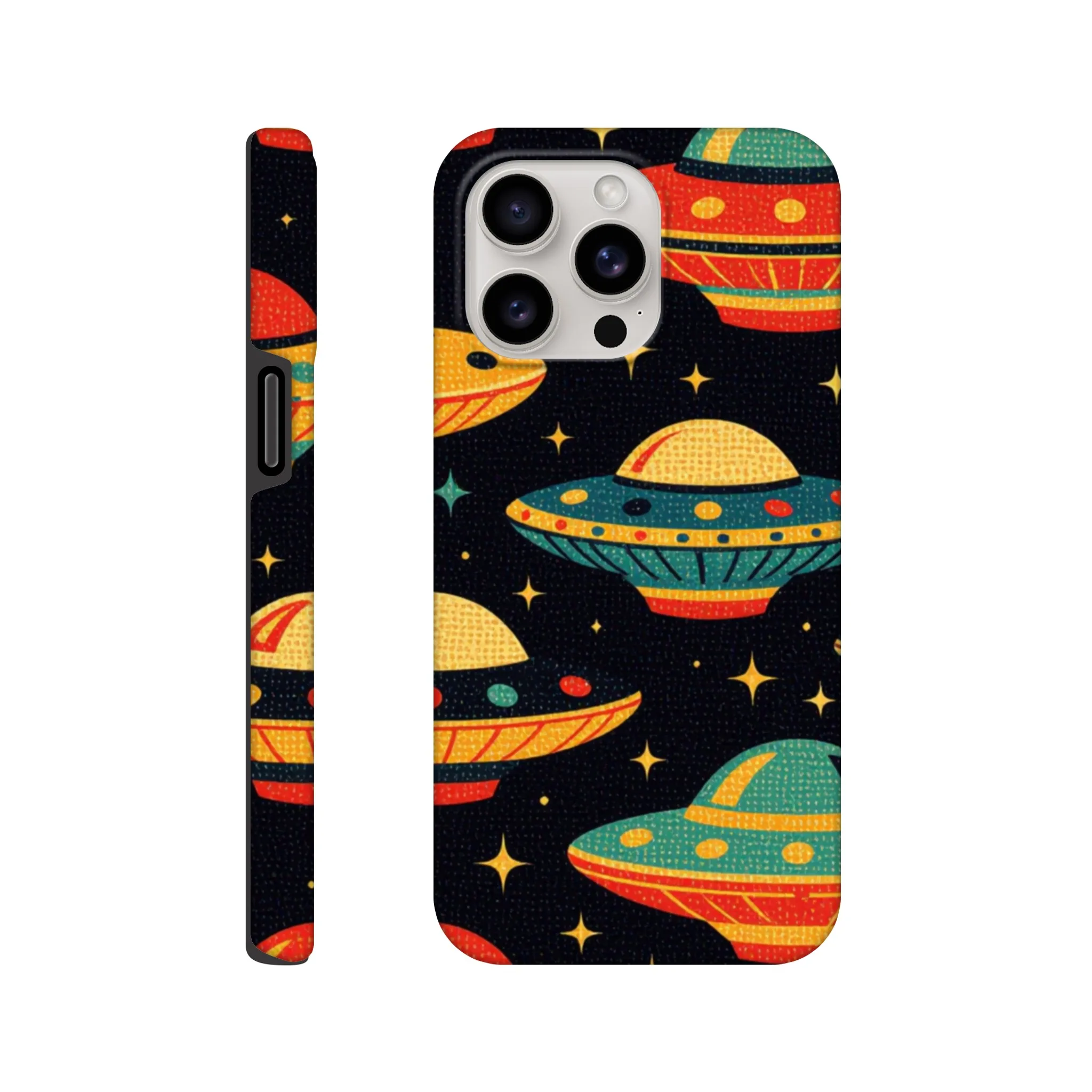 Vintage 1950’s retro tough protective phone case design. Trending vintage art. Compatible with iphones, aialchemyart.co.uk Flying saucers 1950’s