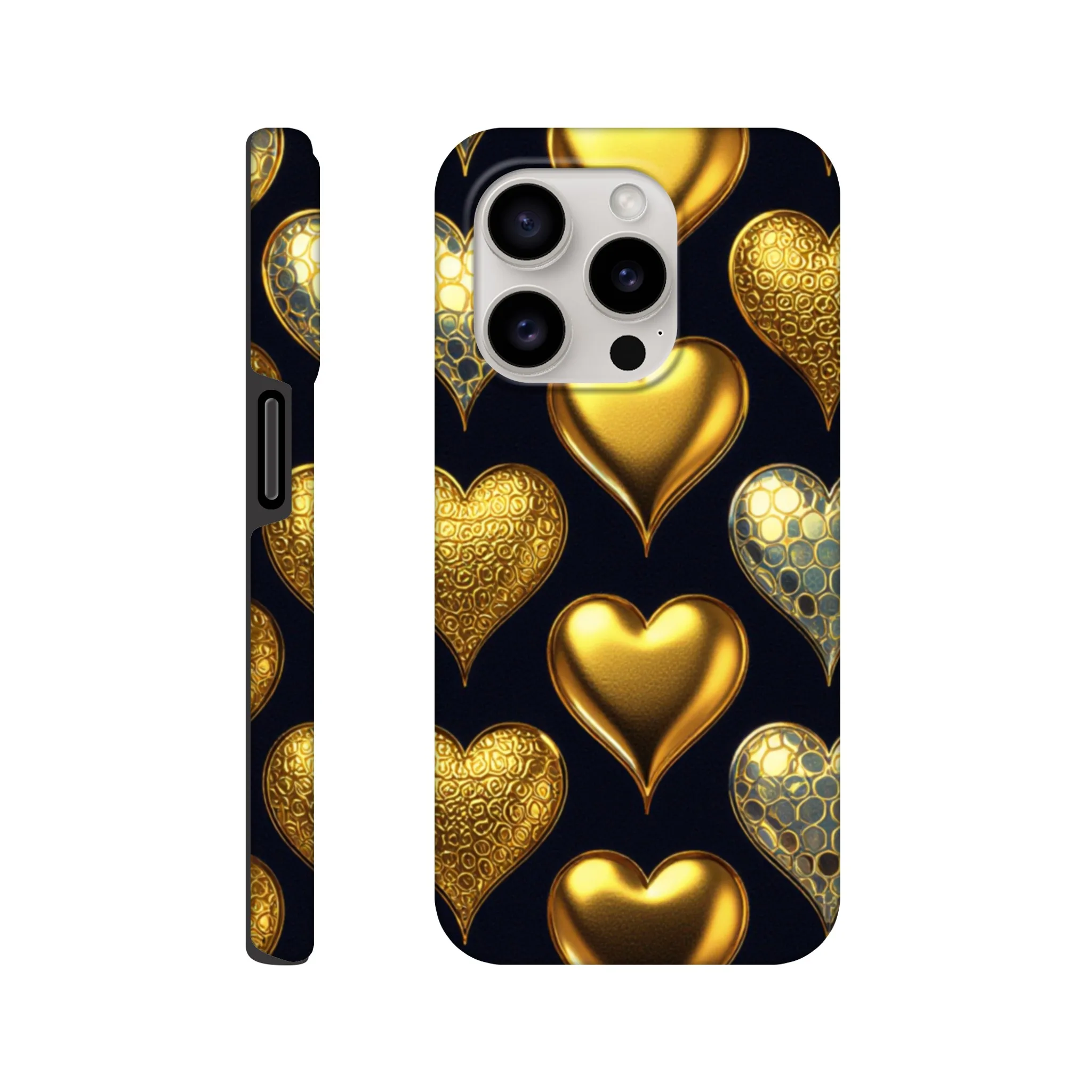 Vintage gold love hearts design phone case. Tough protection for mobile phones. Trending vintage phone cases compatible with iPhones. Aialchemyart.co.uk