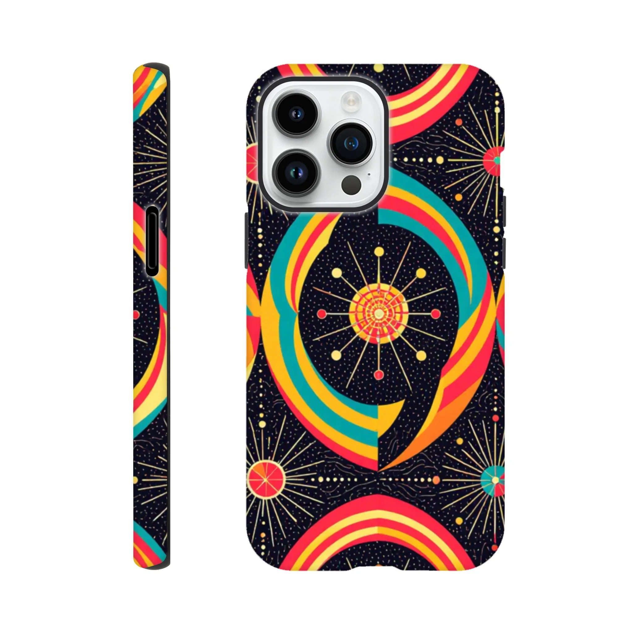 Vintage 1950’s retro atomic, mid century design protective mobile phone case. Tough custom iPhone compatible mobile phone case. Aialchemyart.co.uk