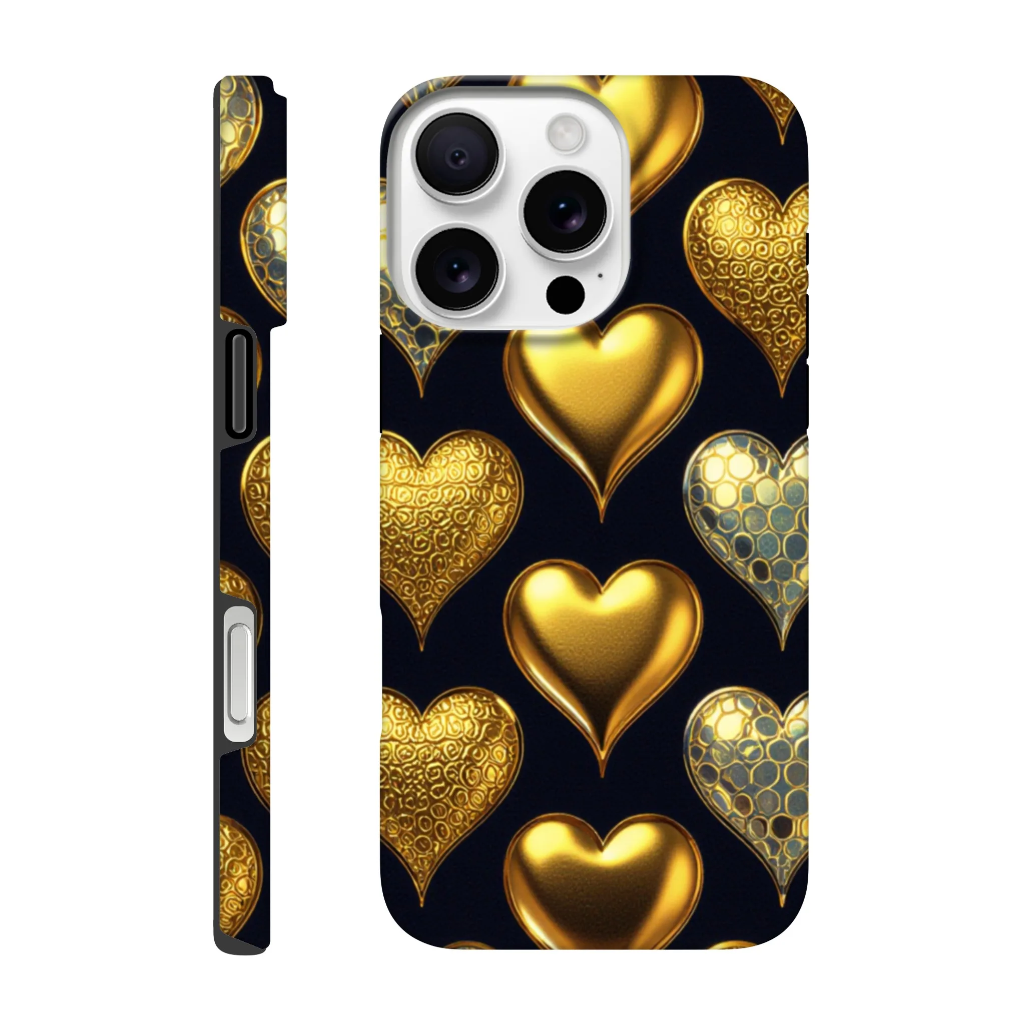 Vintage gold love hearts design phone case. Tough protection for mobile phones. Trending vintage phone cases compatible with iPhones. Aialchemyart.co.uk