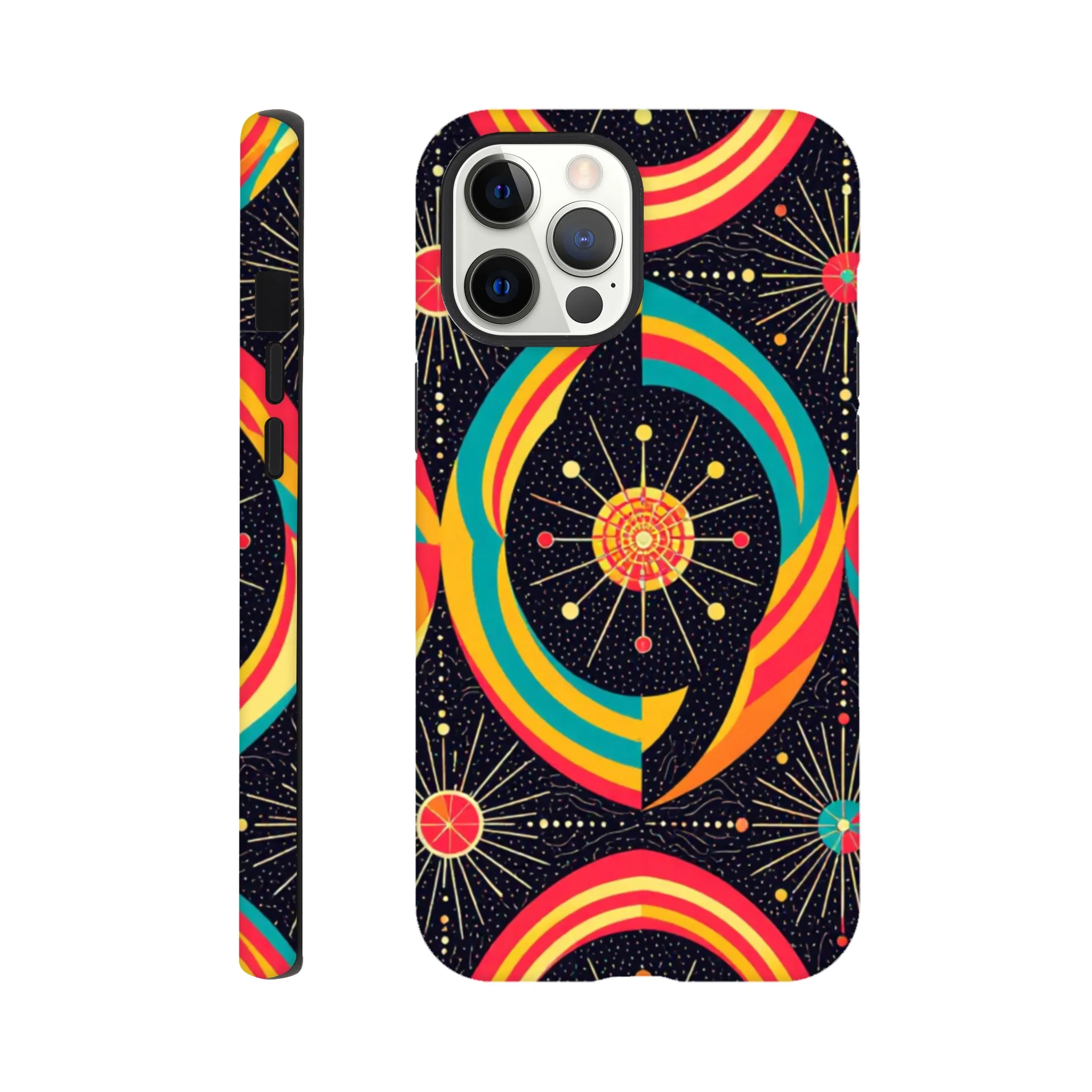 Vintage 1950’s retro atomic, mid century design protective mobile phone case. Tough custom iPhone compatible mobile phone case. Aialchemyart.co.uk