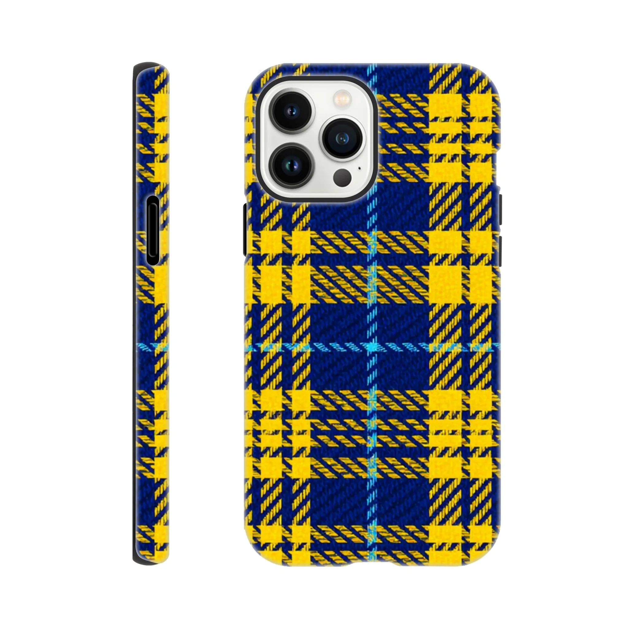 Vintage 1950’s yellow and blue tartan mobile phone case. Retro, art deco, trending mobile phone case. Trending, custom exclusive colourful aialchemyart.co.uk Vintage vintage art best mobile phone cases uk