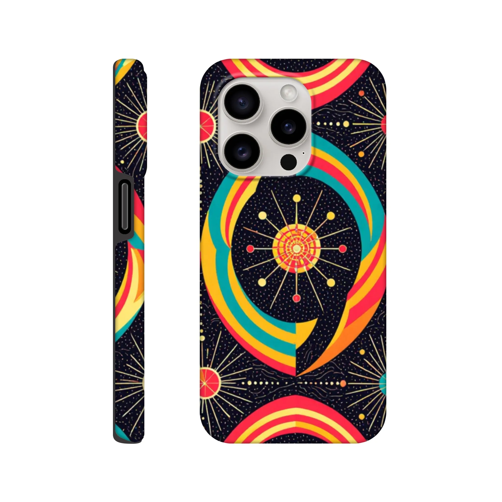 Vintage 1950’s retro atomic, mid century design protective mobile phone case. Tough custom iPhone compatible mobile phone case. Aialchemyart.co.uk