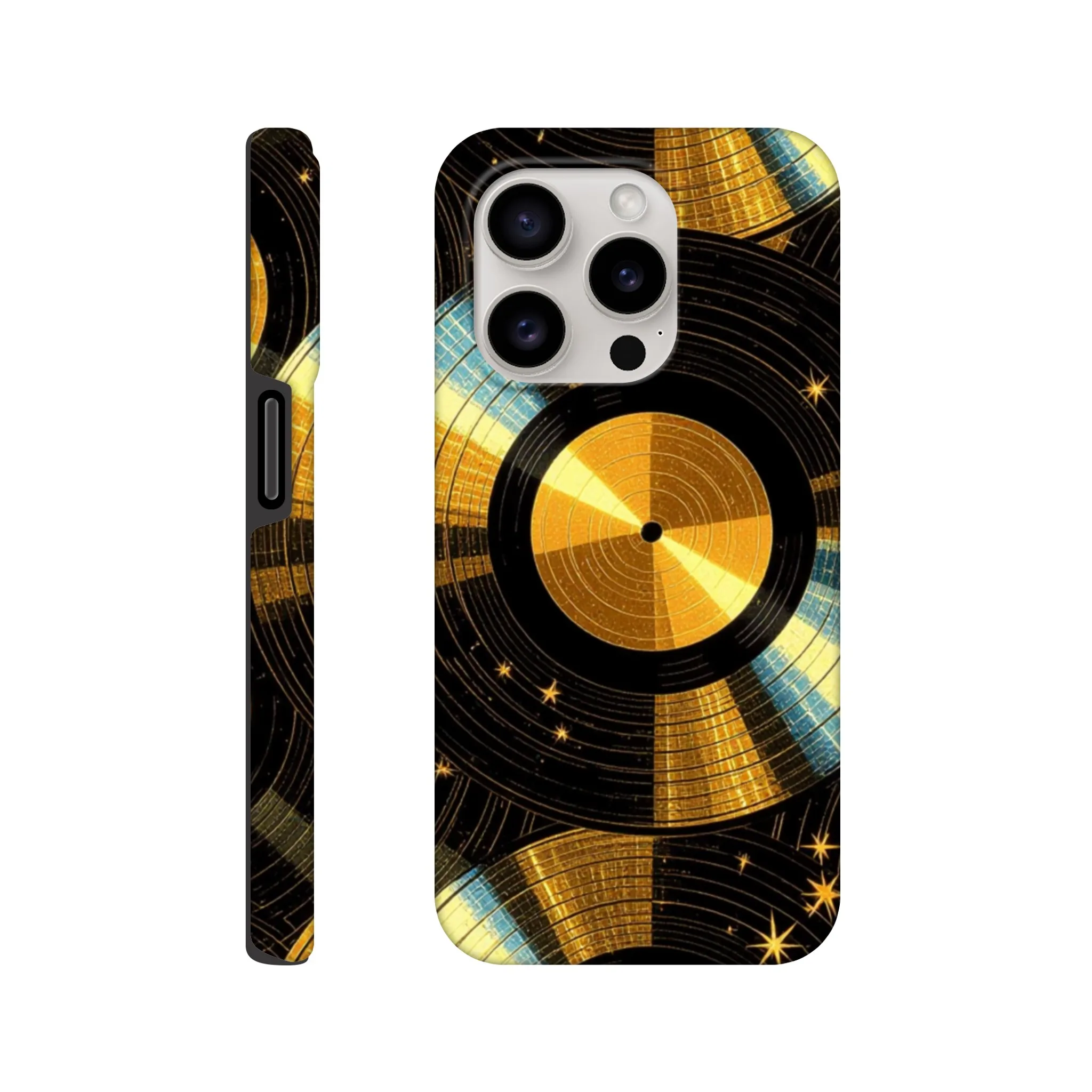 Vintage gold vinyl LP records, retro tough protective phone case. Best retro vintage phone cases in the uk. Trending mobile phone case. Compatible with iPhone models. Aialchemyart.co.uk