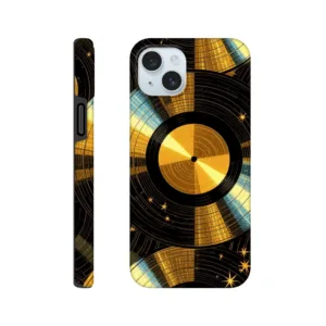 Vintage gold vinyl LP records, retro tough protective phone case. Best retro vintage phone cases in the uk. Trending mobile phone case. Compatible with iPhone models. Aialchemyart.co.uk