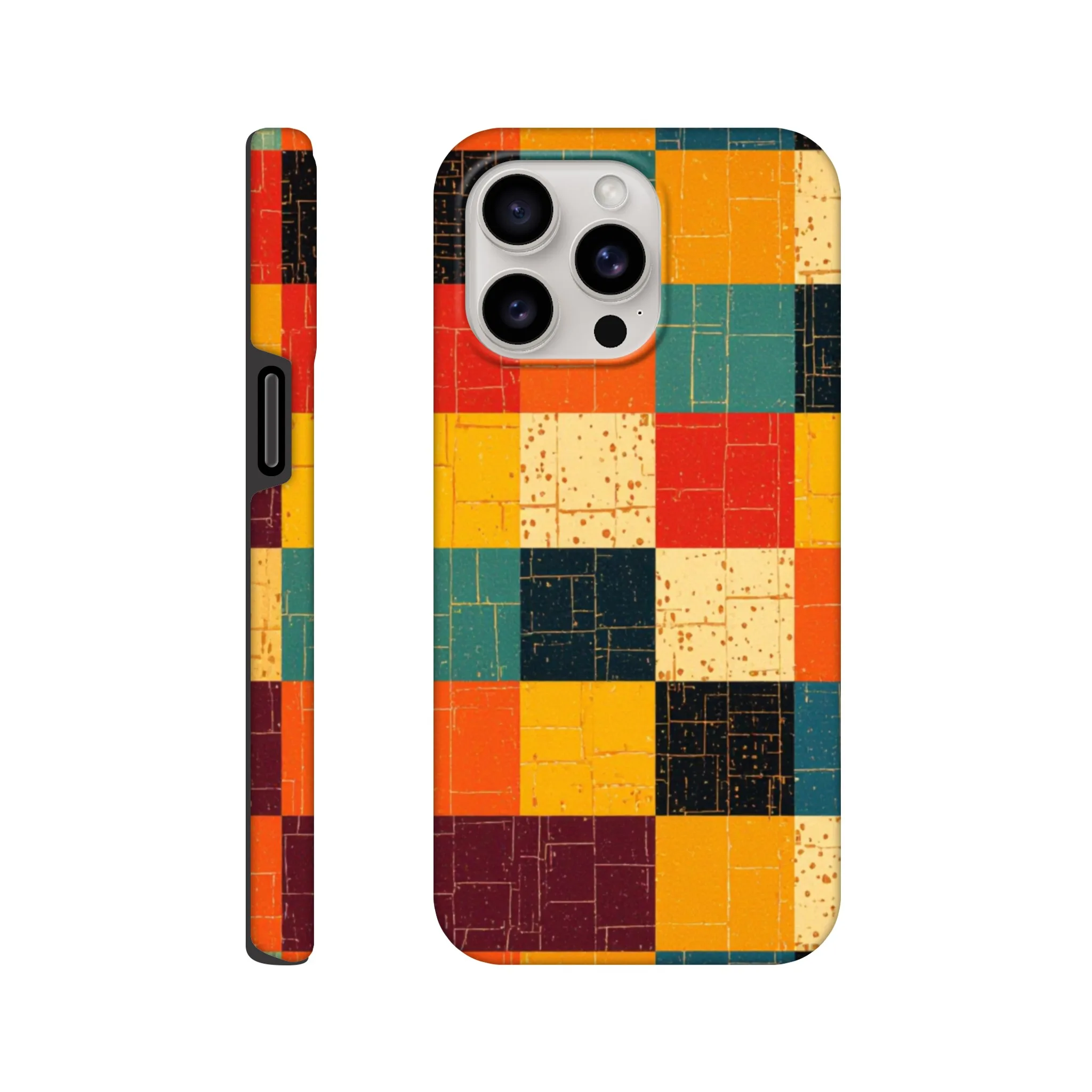 Vintage 1950’s retro squares, tough protective phone case design. Trending vintage art. Compatible with iphones, aialchemyart.co.uk 1950’s vintage retro funky quirky exclusive colourful design. New phone cases
