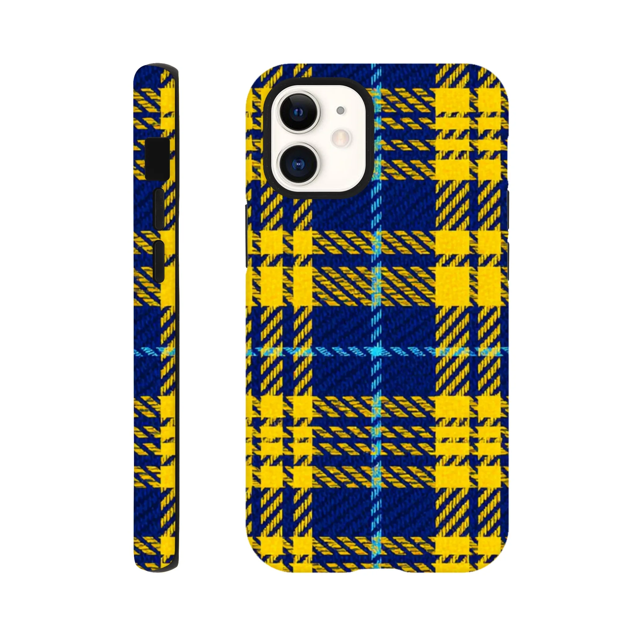 Vintage 1950’s yellow and blue tartan mobile phone case. Retro, art deco, trending mobile phone case. Trending, custom exclusive colourful aialchemyart.co.uk Vintage vintage art best mobile phone cases uk