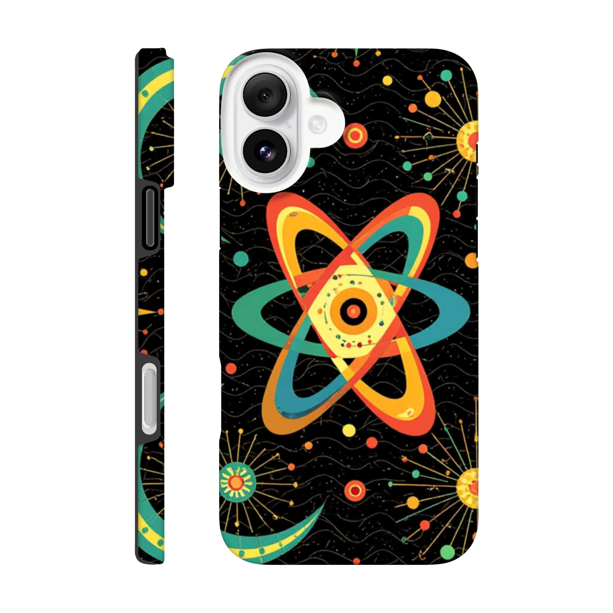 Vintage 1950’s retro atomic, mid century design protective mobile phone case. Tough custom iPhone compatible mobile phone case. Aialchemyart.co.uk