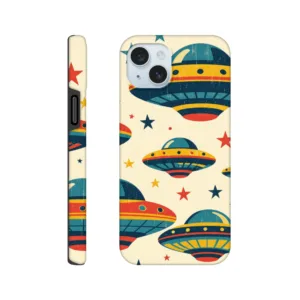 Vintage 1950’s flying saucer mobile phone case. Retro, art deco, trending mobile phone case. Trending, custom exclusive colourful aialchemyart.co.uk Vintage space art best mobile phone cases uk