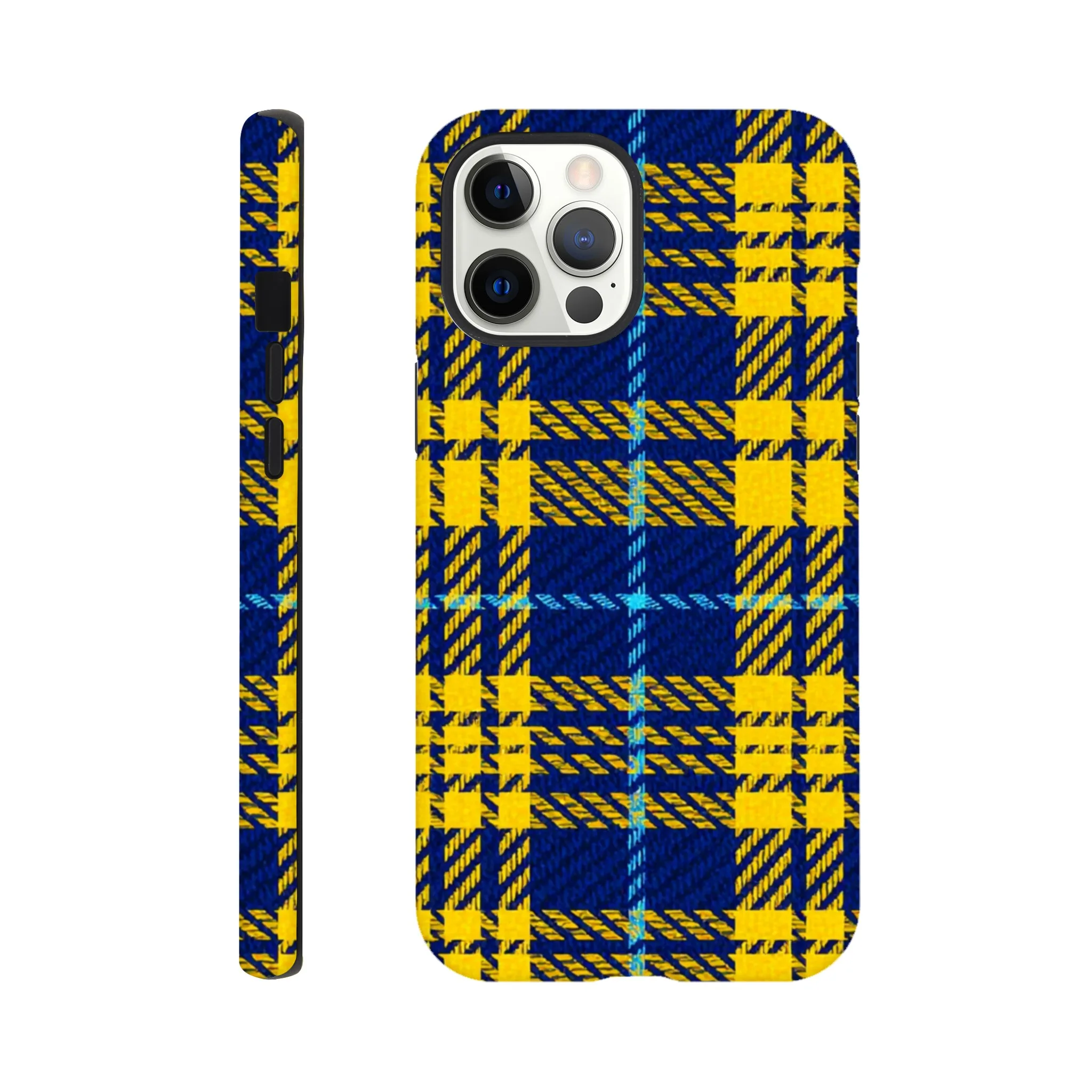 Vintage 1950’s yellow and blue tartan mobile phone case. Retro, art deco, trending mobile phone case. Trending, custom exclusive colourful aialchemyart.co.uk Vintage vintage art best mobile phone cases uk
