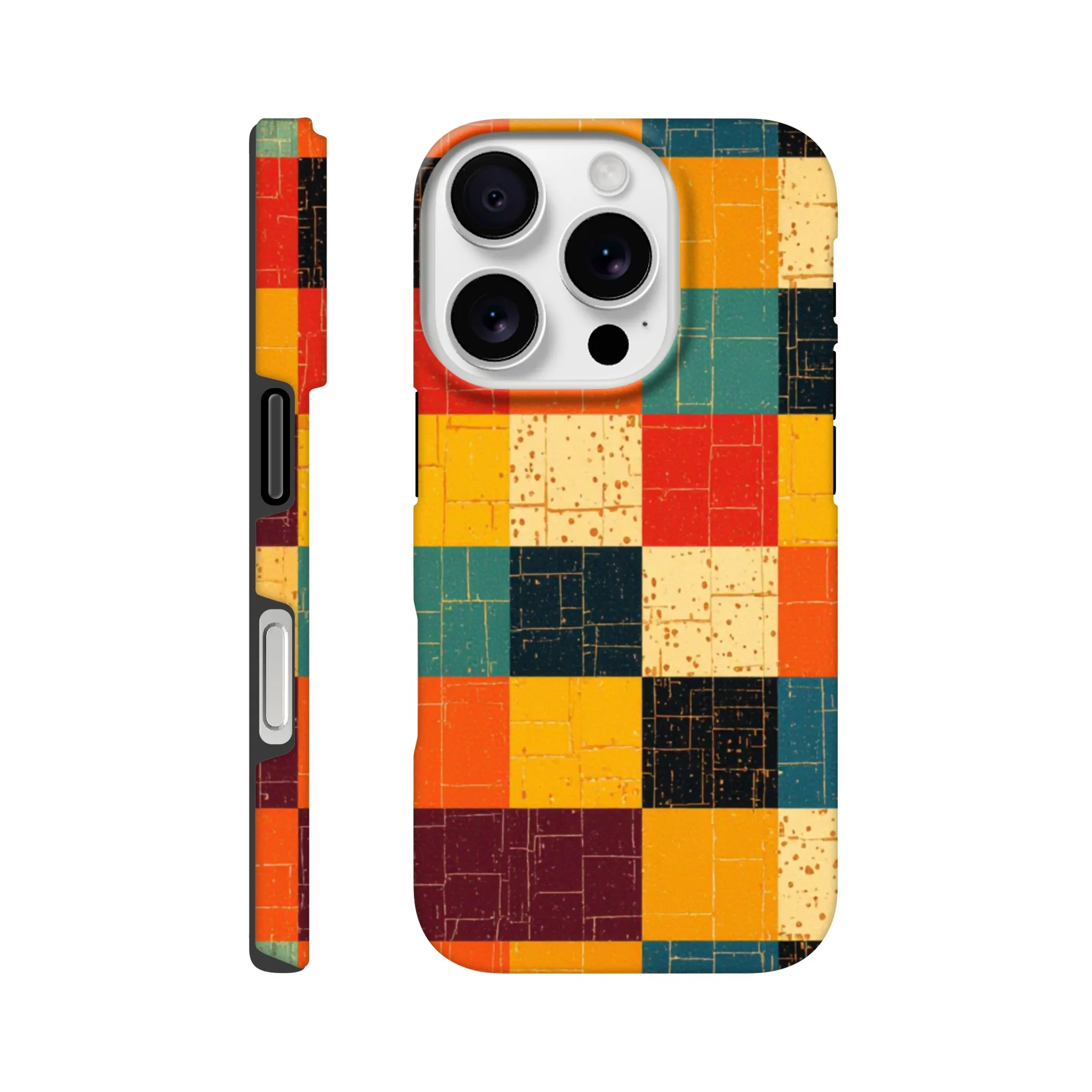 Vintage 1950’s retro squares, tough protective phone case design. Trending vintage art. Compatible with iphones, aialchemyart.co.uk 1950’s vintage retro funky quirky exclusive colourful design. New phone cases