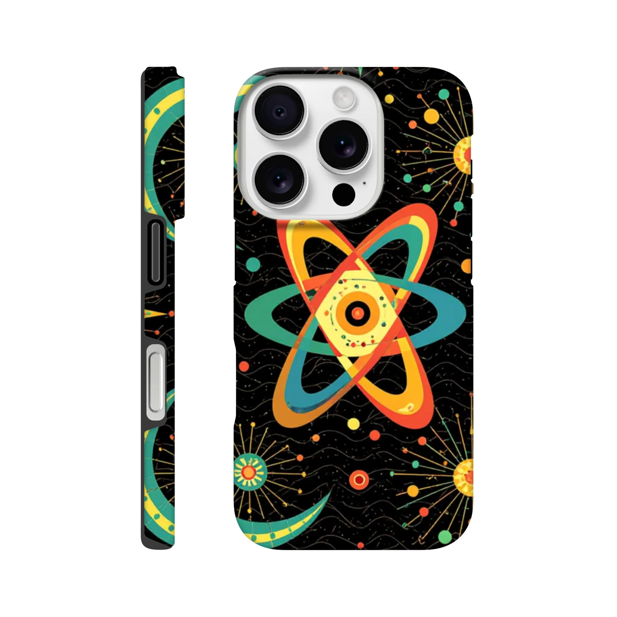 Vintage 1950’s retro atomic, mid century design protective mobile phone case. Tough custom iPhone compatible mobile phone case. Aialchemyart.co.uk