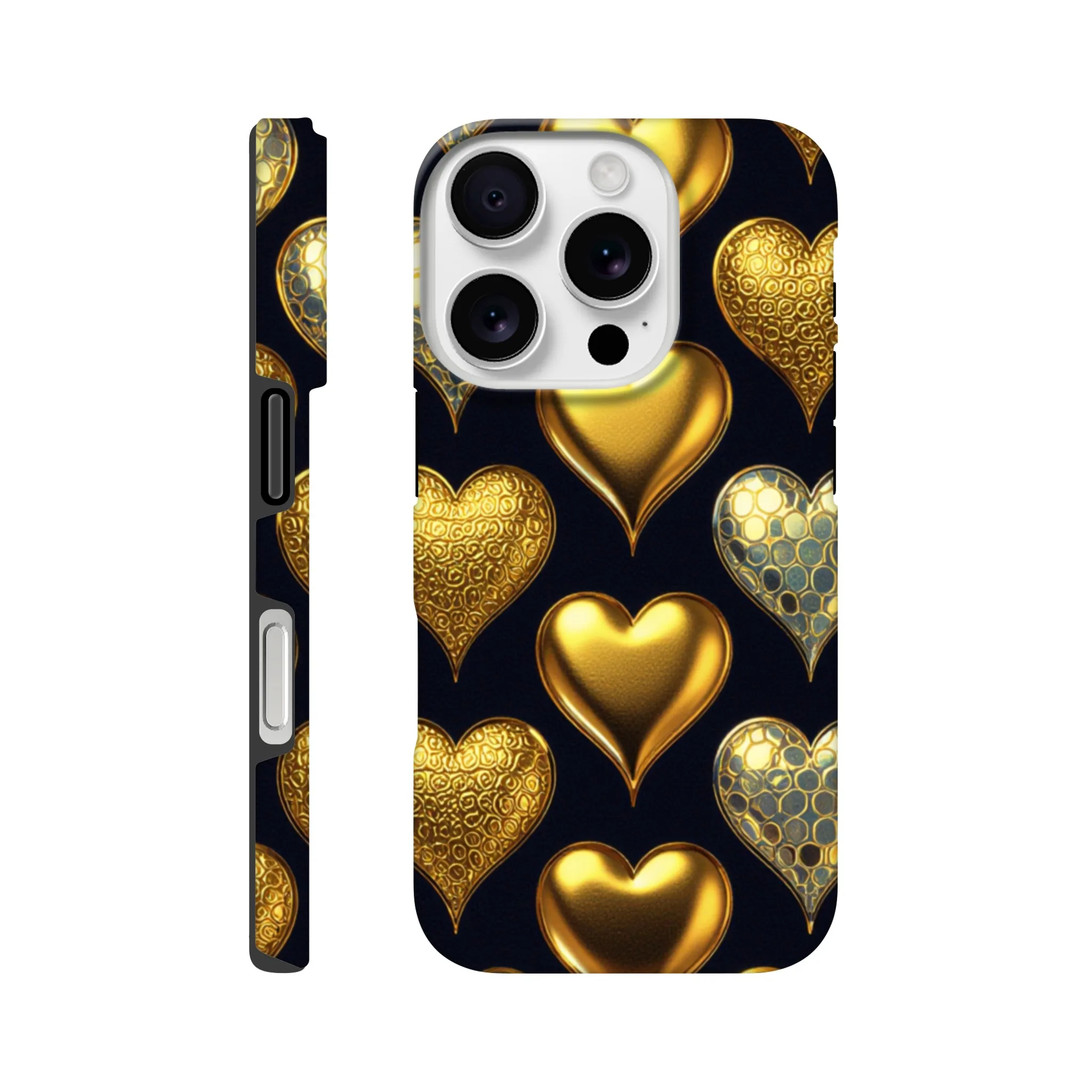 Vintage gold love hearts design phone case. Tough protection for mobile phones. Trending vintage phone cases compatible with iPhones. Aialchemyart.co.uk