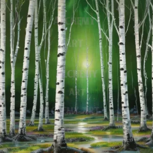 Birch trees Best vintage, art deco wall art prints and posters uk aialchemyart.co.uk Birch trees country art forest