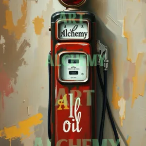 Vintage American oil pump art. Retro, art deco, trending wall art, prints and posters,art. Best vintage retro art in uk. 1950’s rockabilly aialchemyart.co.uk American transport art