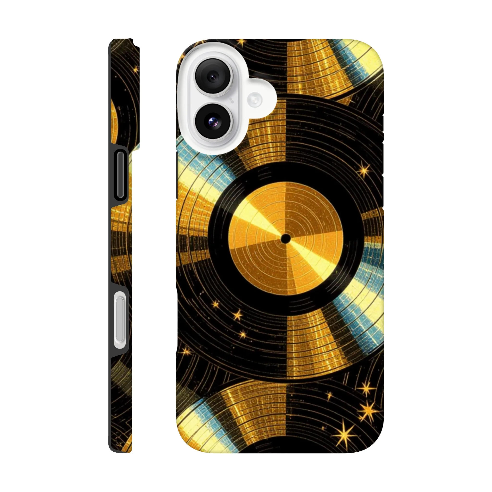 Vintage gold vinyl LP records, retro tough protective phone case. Best retro vintage phone cases in the uk. Trending mobile phone case. Compatible with iPhone models. Aialchemyart.co.uk