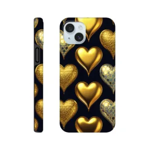 Vintage gold love hearts design phone case. Tough protection for mobile phones. Trending vintage phone cases compatible with iPhones. Aialchemyart.co.uk