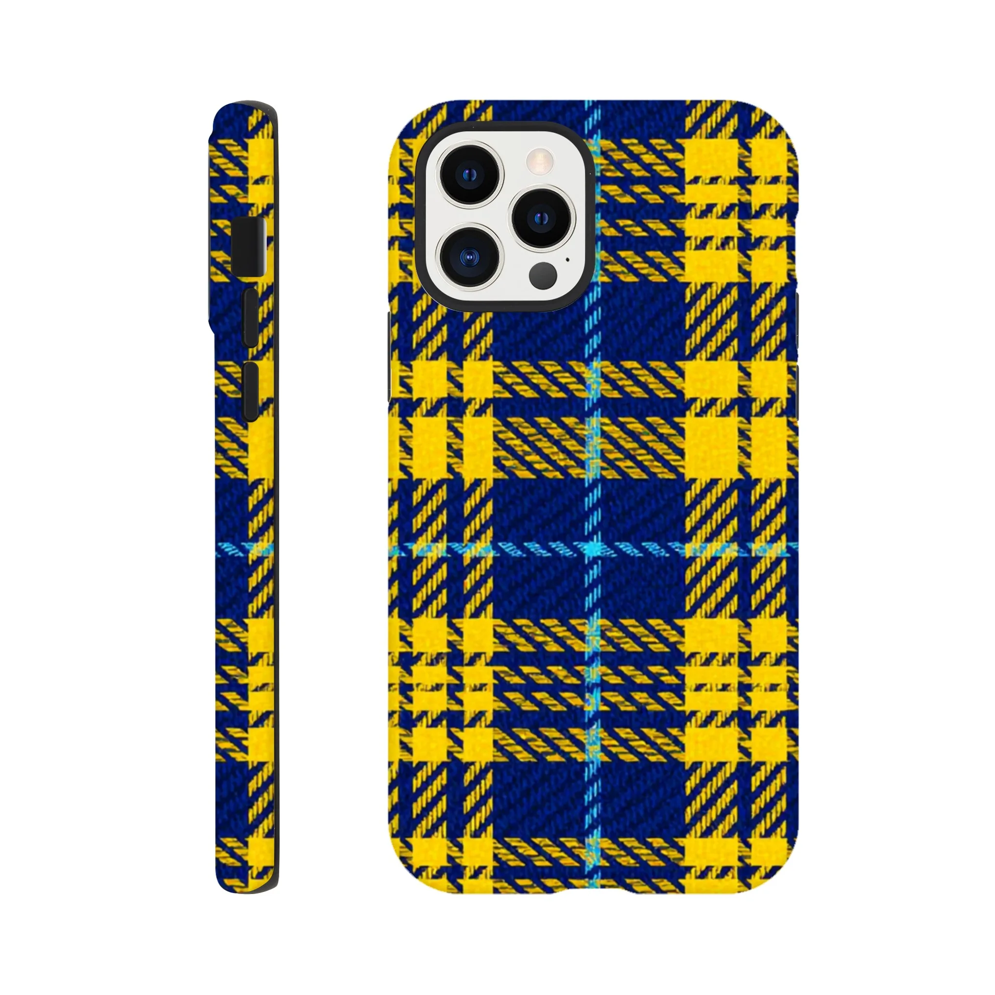 Vintage 1950’s yellow and blue tartan mobile phone case. Retro, art deco, trending mobile phone case. Trending, custom exclusive colourful aialchemyart.co.uk Vintage vintage art best mobile phone cases uk