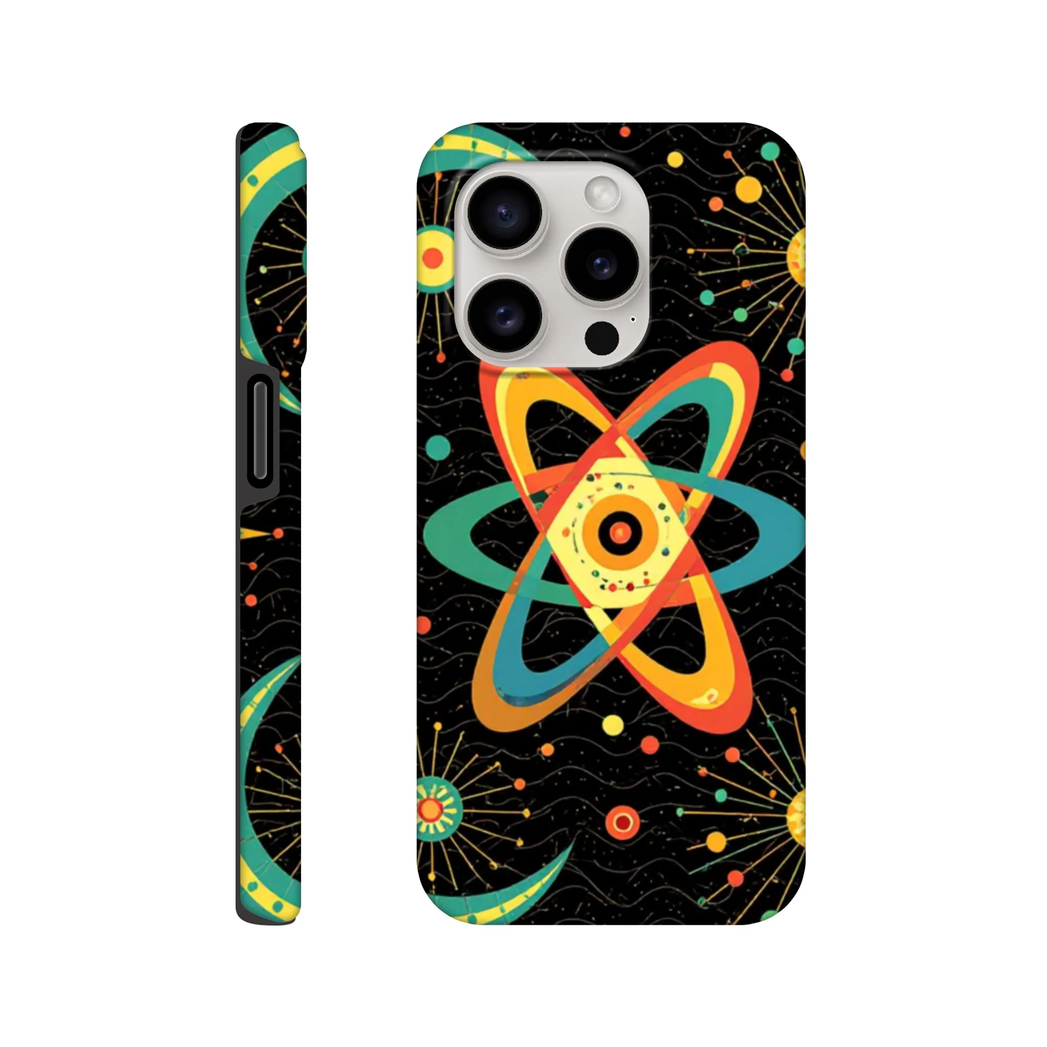 Vintage 1950’s retro atomic, mid century design protective mobile phone case. Tough custom iPhone compatible mobile phone case. Aialchemyart.co.uk