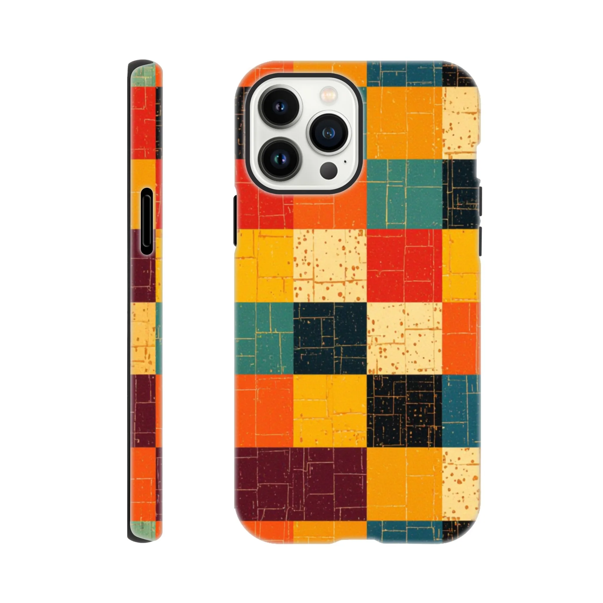 Vintage 1950’s retro squares, tough protective phone case design. Trending vintage art. Compatible with iphones, aialchemyart.co.uk 1950’s vintage retro funky quirky exclusive colourful design. New phone cases