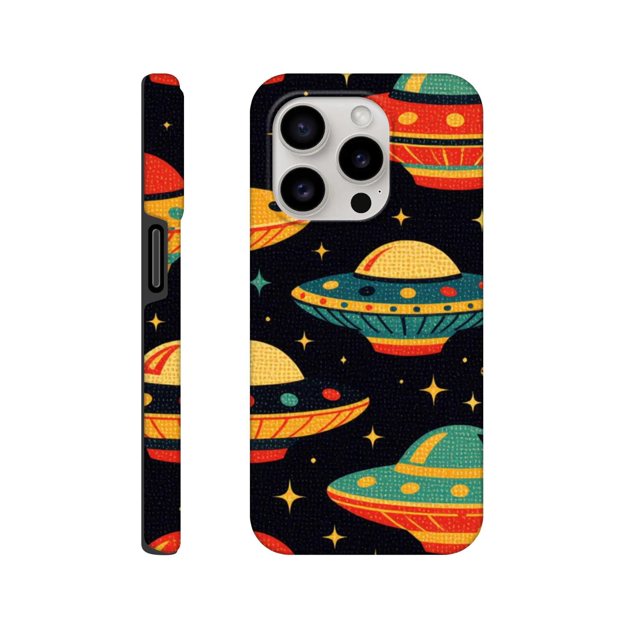 Vintage 1950’s retro tough protective phone case design. Trending vintage art. Compatible with iphones, aialchemyart.co.uk Flying saucers 1950’s