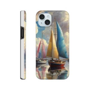 Vintage sailing boats yachts on sea, , retro tough protective phone case. Best retro vintage phone cases in the uk. Trending mobile phone case. Compatible with iPhone models. Aialchemyart.co.uk