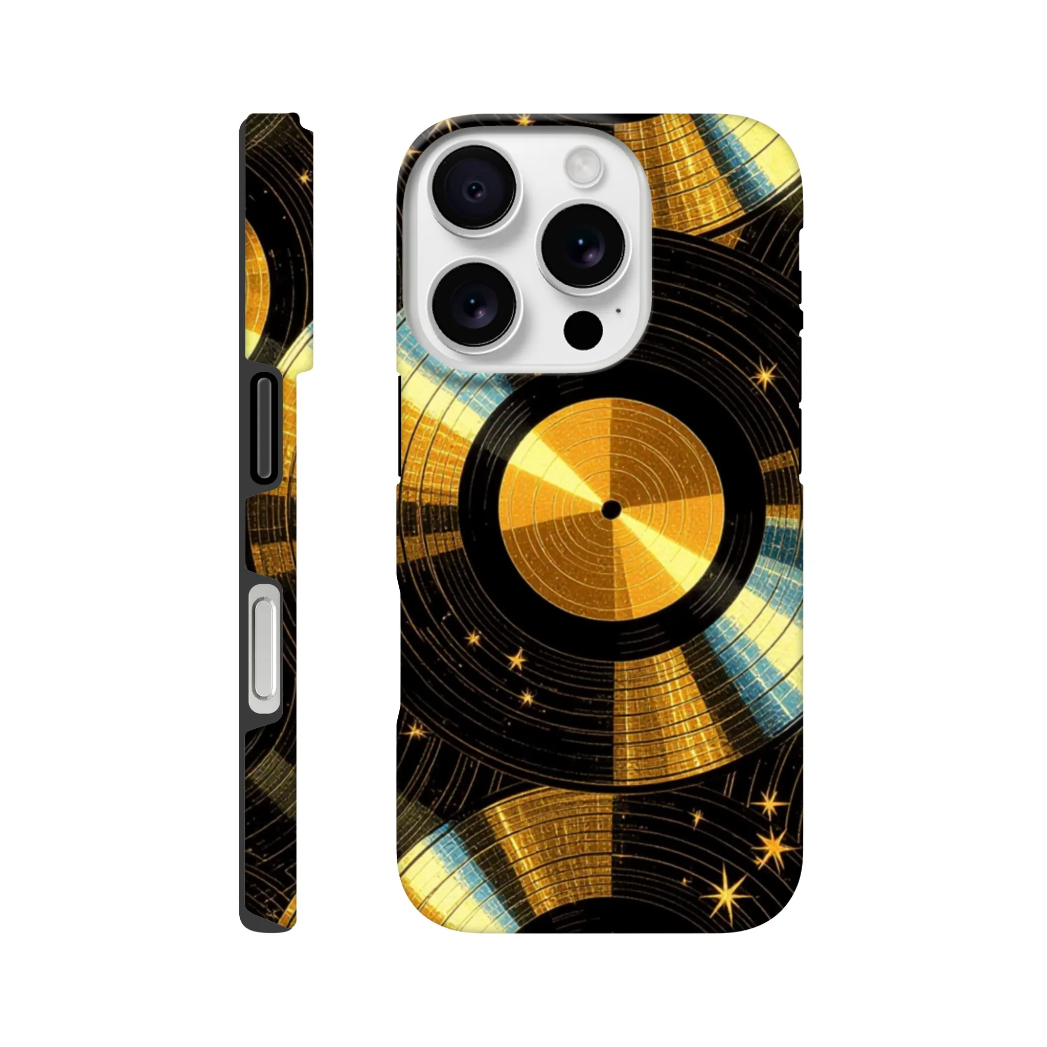 Vintage gold vinyl LP records, retro tough protective phone case. Best retro vintage phone cases in the uk. Trending mobile phone case. Compatible with iPhone models. Aialchemyart.co.uk