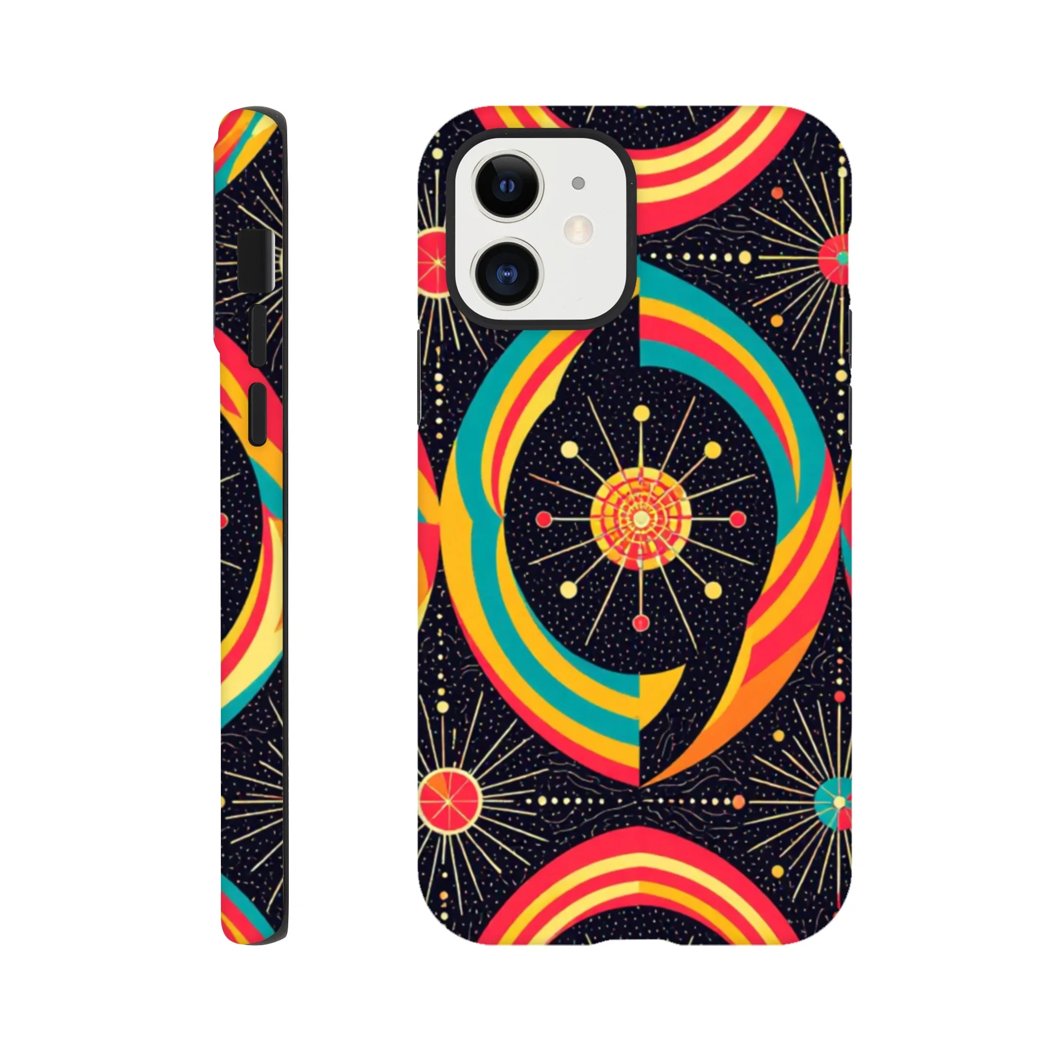 Vintage 1950’s retro atomic, mid century design protective mobile phone case. Tough custom iPhone compatible mobile phone case. Aialchemyart.co.uk