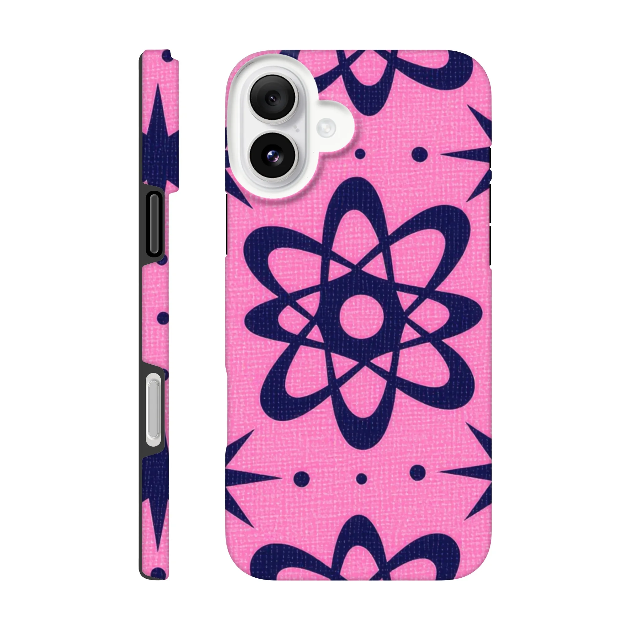 atomic pink and black vintage retro protective mobile phone case. 1950’s. Aialchemyart.co.uk trending iPhone compatible case. Best mobile phone cases uk