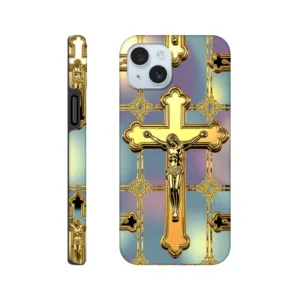 Vintage 1950’s retro tough protective phone case design. Trending vintage art. Compatible with iphones, aialchemyart.co.uk, phone cases, gold cross, gold crucifix