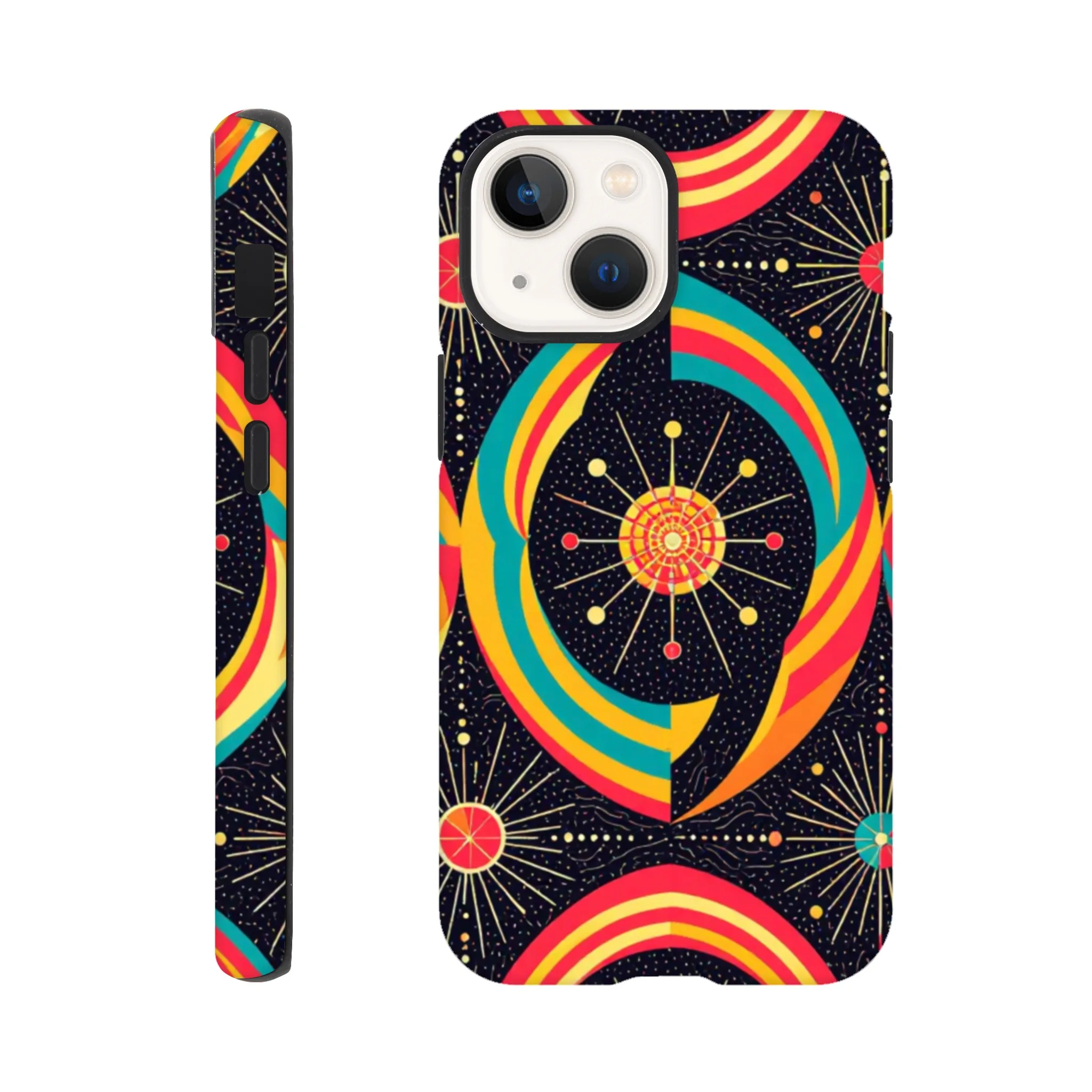 Vintage 1950’s retro atomic, mid century design protective mobile phone case. Tough custom iPhone compatible mobile phone case. Aialchemyart.co.uk