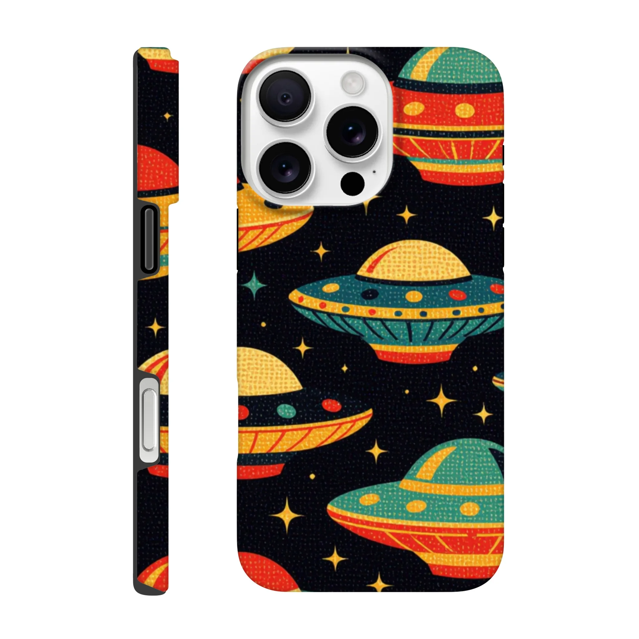 Vintage 1950’s retro tough protective phone case design. Trending vintage art. Compatible with iphones, aialchemyart.co.uk Flying saucers 1950’s
