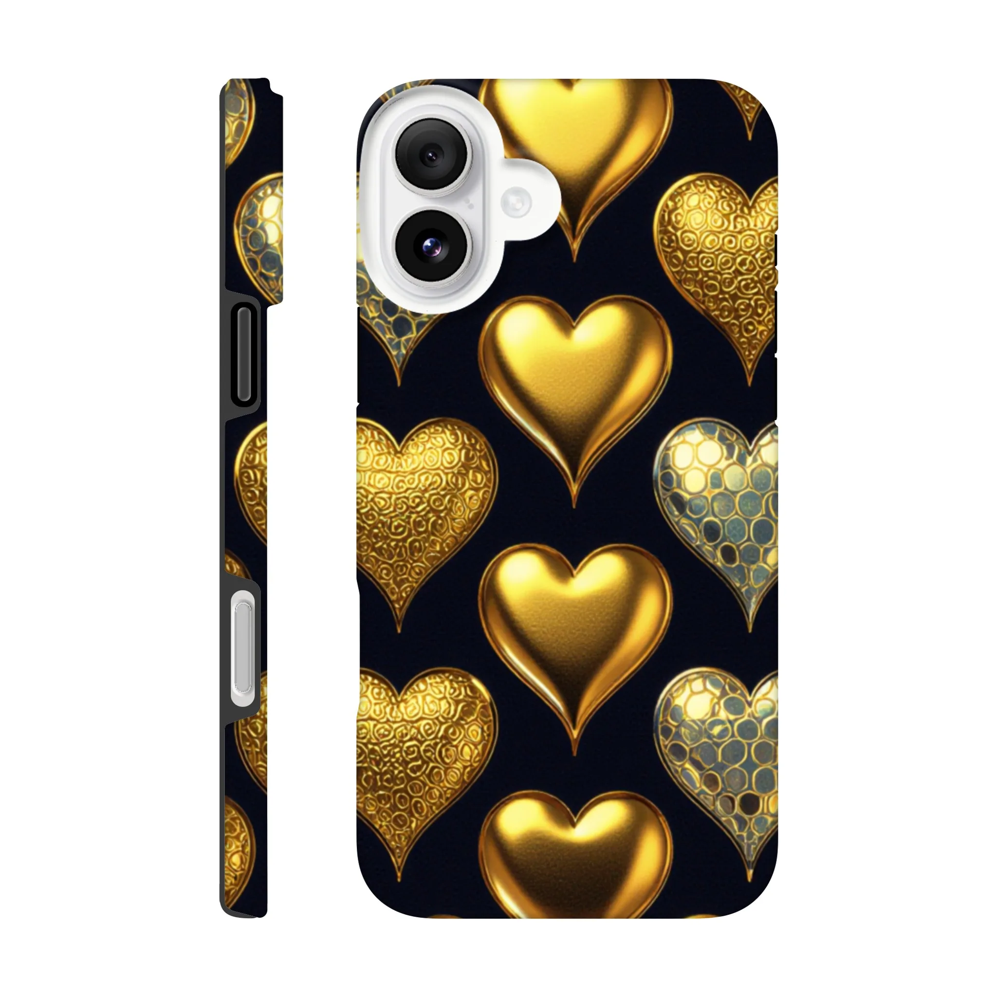 Vintage gold love hearts design phone case. Tough protection for mobile phones. Trending vintage phone cases compatible with iPhones. Aialchemyart.co.uk