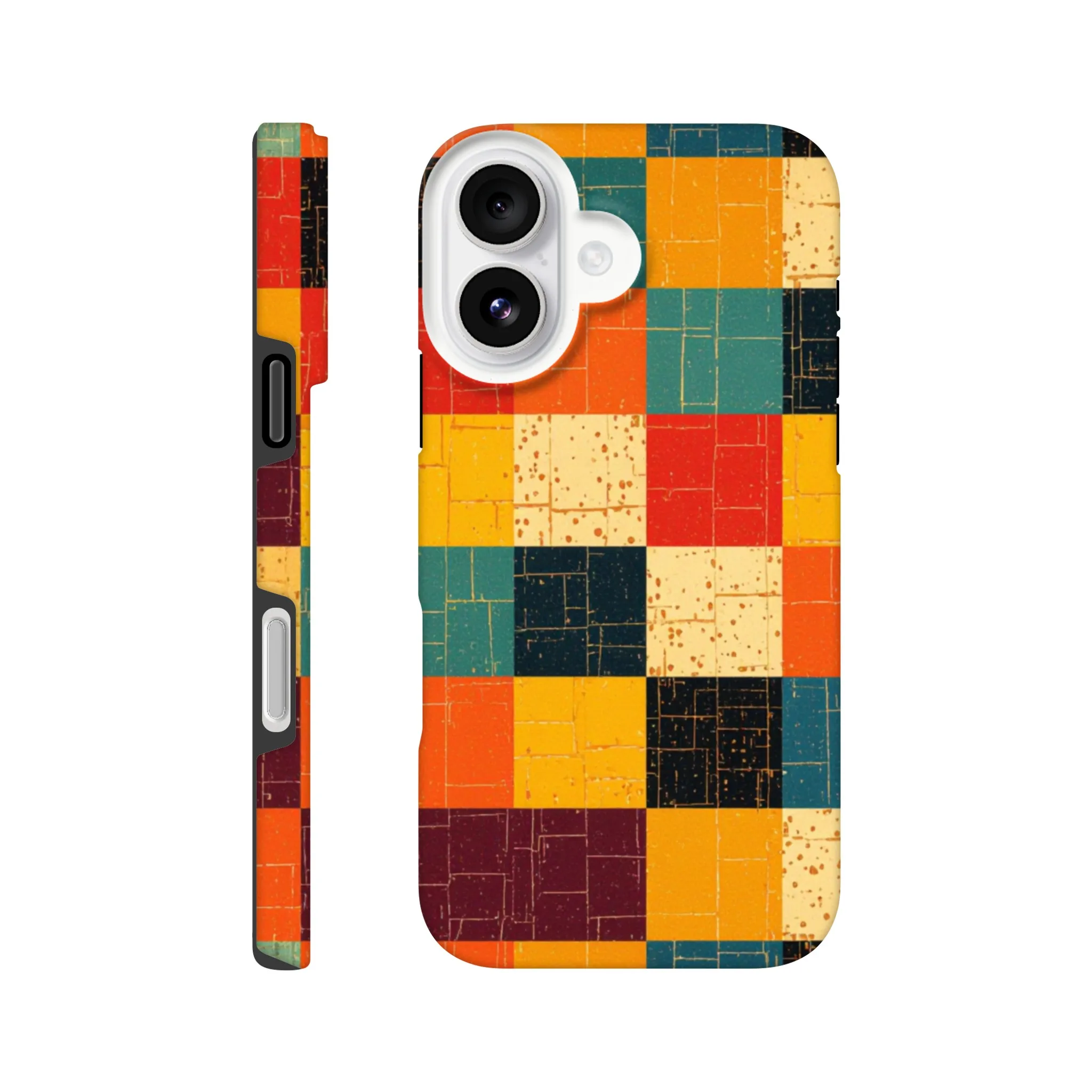 Vintage 1950’s retro squares, tough protective phone case design. Trending vintage art. Compatible with iphones, aialchemyart.co.uk 1950’s vintage retro funky quirky exclusive colourful design. New phone cases