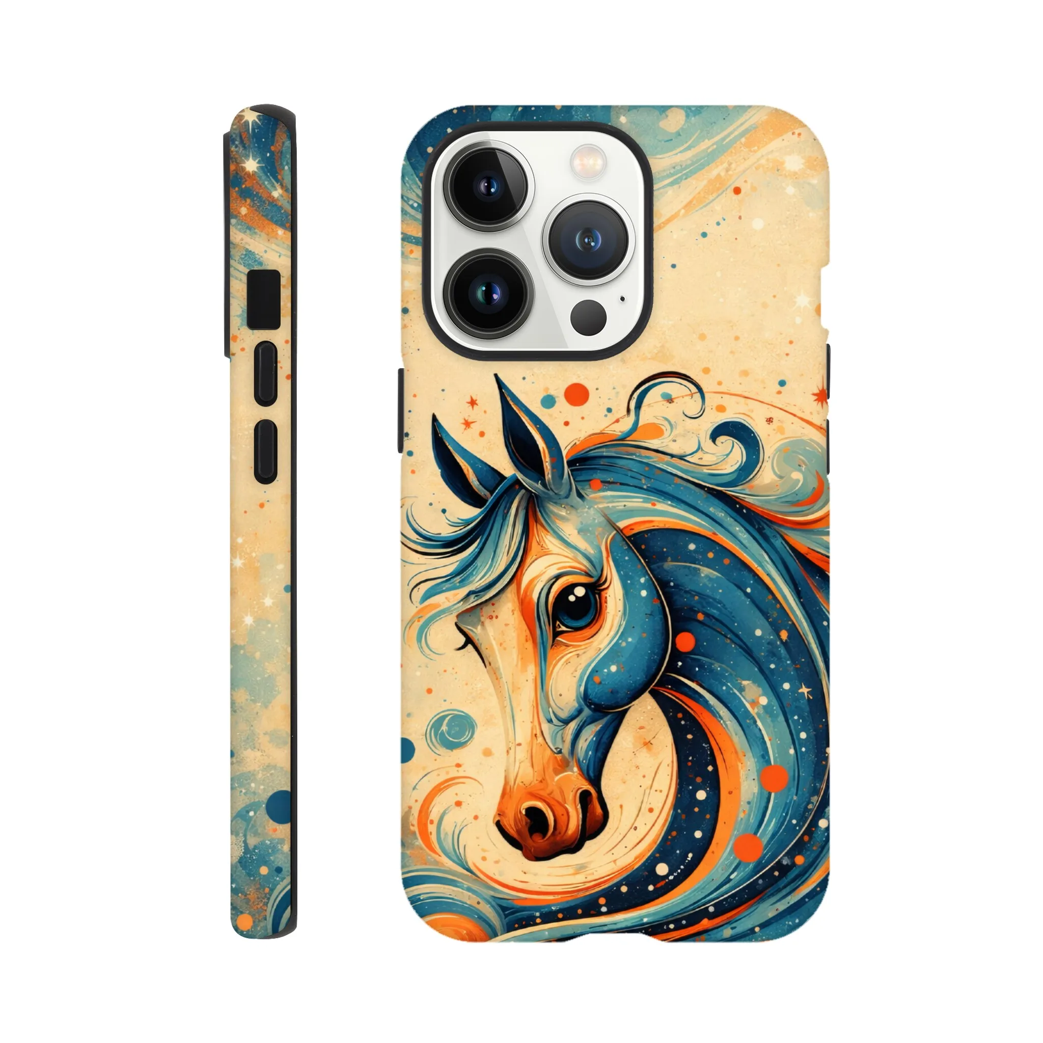 Vintage whimsical 1950’s horse retro atomic, art deco, mid century design protective mobile phone case. Tough custom iPhone compatible mobile phone case. Aialchemyart.co.uk