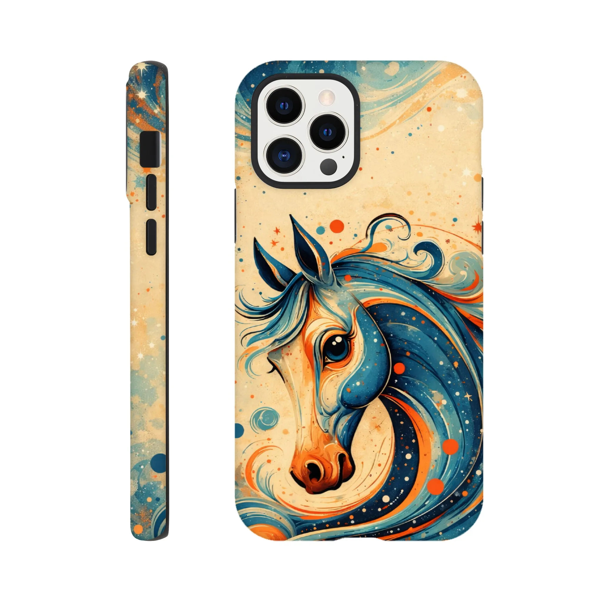 Vintage whimsical 1950’s horse retro atomic, art deco, mid century design protective mobile phone case. Tough custom iPhone compatible mobile phone case. Aialchemyart.co.uk
