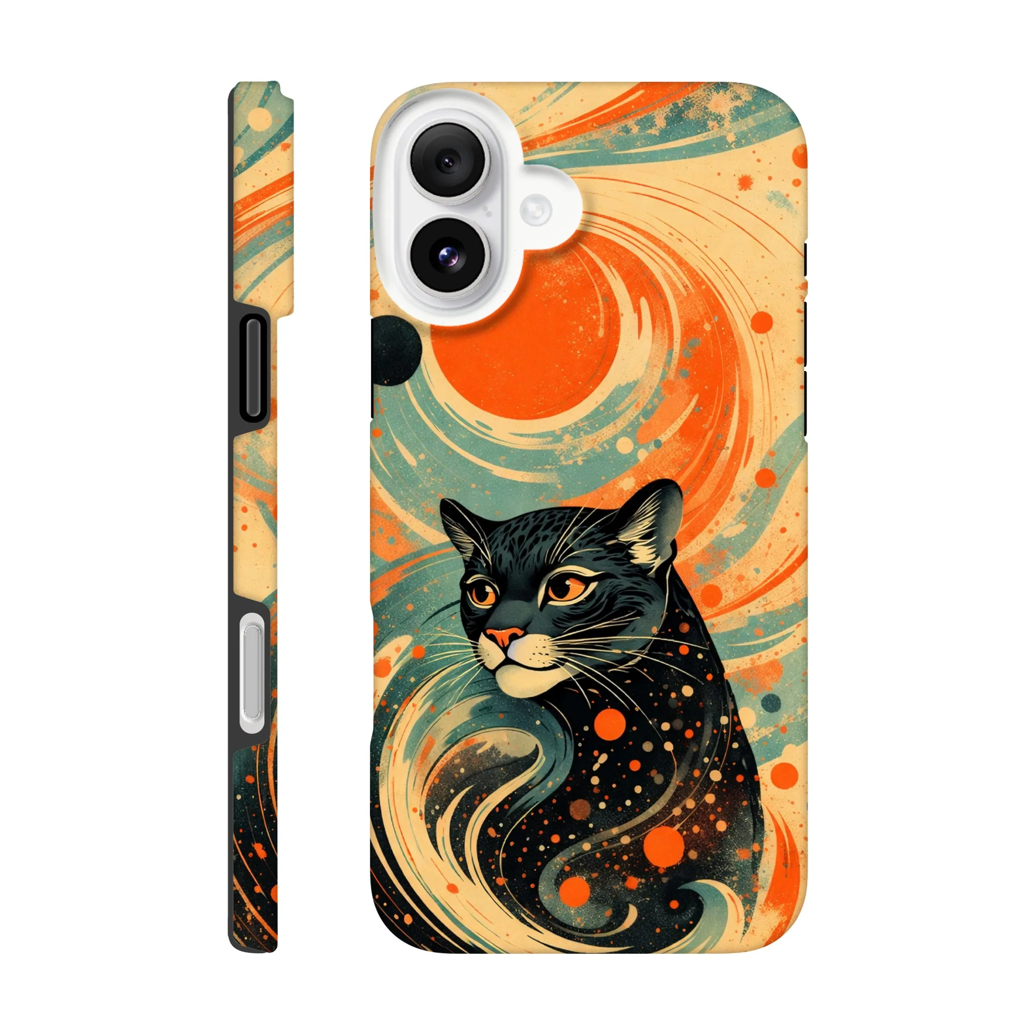 Vintage whimsical 1950’s big cat panther retro atomic, art deco, mid century design protective mobile phone case. Tough custom iPhone compatible mobile phone case. Aialchemyart.co.uk